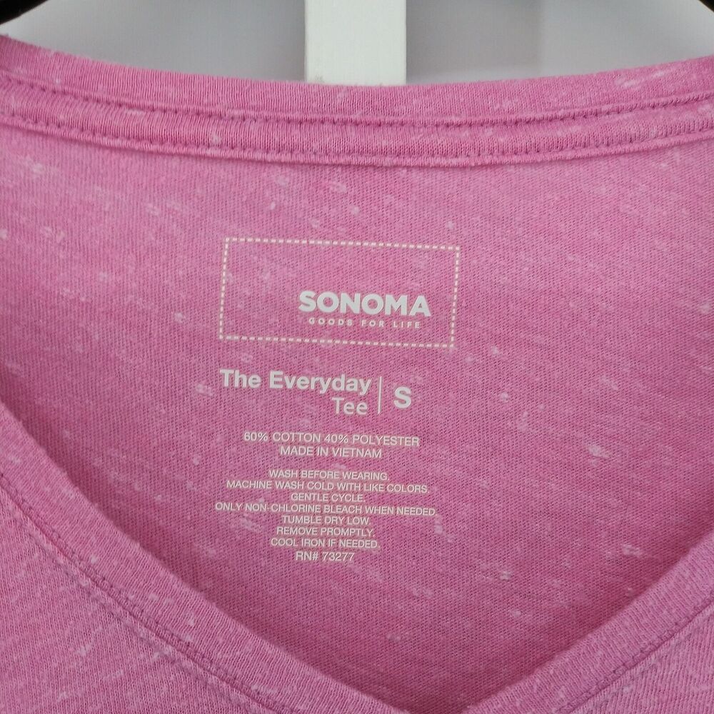 Sonoma Shirt Womens Size S Pink Short Sleeve V-Neck Pullover Top - Picture 4 of 5